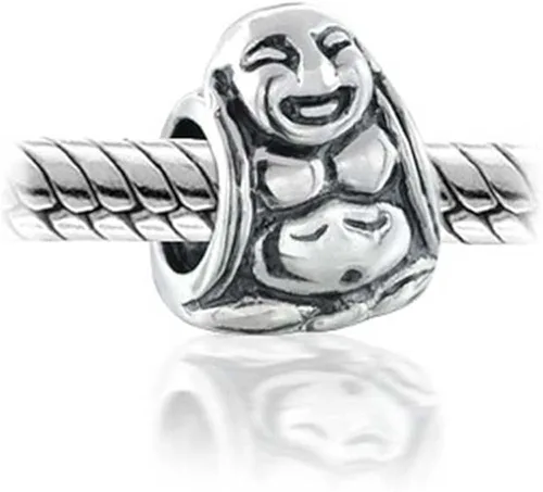 Vista 3 de Personalize - Cuentas de plata de ley 925 para mujer, diseño de Buda riendo asiático, se adapta a pulseras europeas, Metal