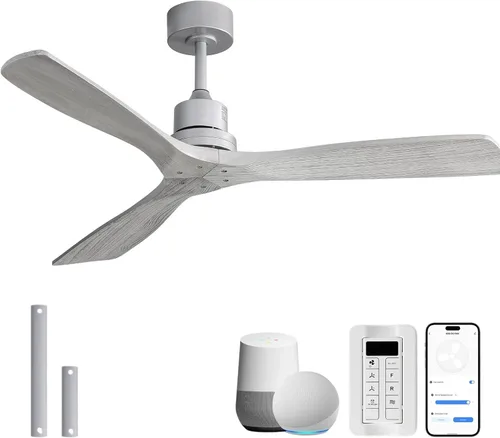 Vista 26 de Sofucor Ventiladores de techo inteligentes de 60 pulgadas con luces, ventilador de techo inteligente moderno para exteriores