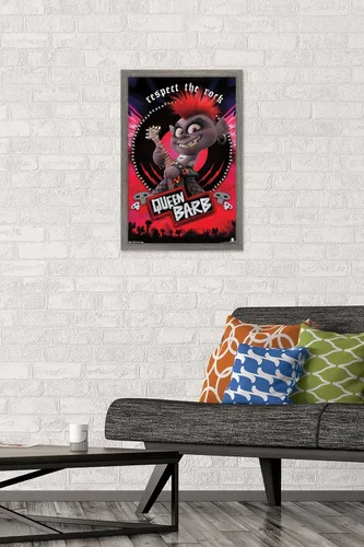 Vista 2 de Trends International DreamWorks Trolls 2 - Póster de pared de púas, 14.725 x 22.375 pulgadas, versión enmarcada de madera de granero