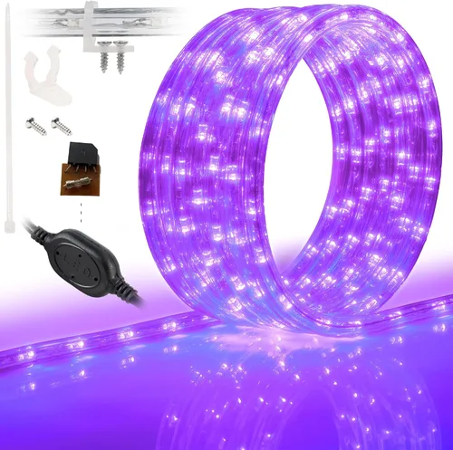 Vista 10 de Cuerda de luces LED de 10 pies, permanente, impermeable, conectable, flexible, con tubo de PVC transparente, certificado ETL, iluminación festiva