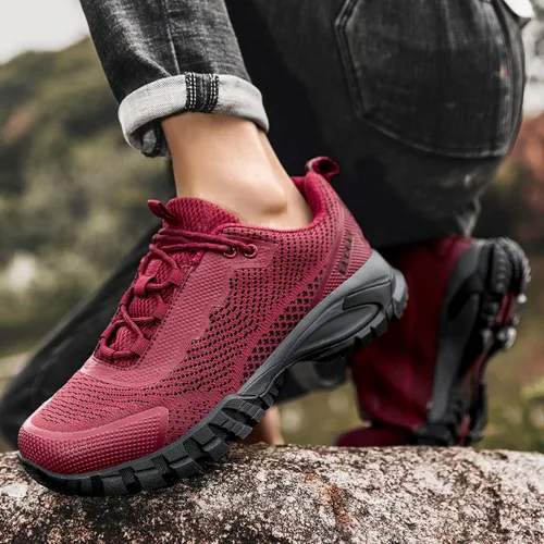 Vista 10 de ulogu Zapatos de senderismo impermeables para hombres y mujeres, cómodos, ligeros, antideslizantes, para caminar todo el día, para trabajar y caminar