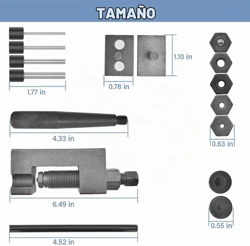 Vista 5 de Kit de herramientas para romper cadenas de motocicleta, juego de herramientas de remache de cadena de 18 piezas