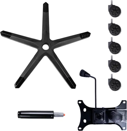 Vista 6 de Frassie Reemplazo de base de silla de juegos de nailon de 28 pulgadas con cilindro de soporte de placa inferior, 5 ruedas (negro)