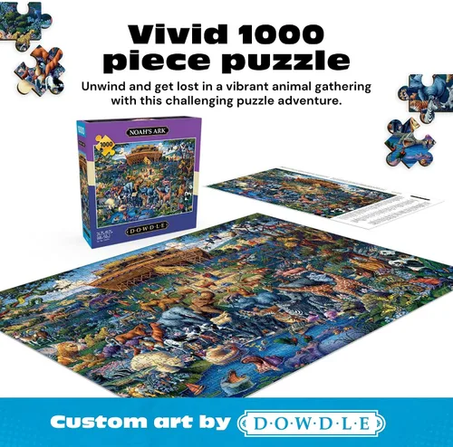 Vista 2 de Buffalo Games - Rompecabezas de 1000 piezas - Rompecabezas Dowdle Noah's Ark - Caja de papel de aluminio de alta calidad con póster de referencia