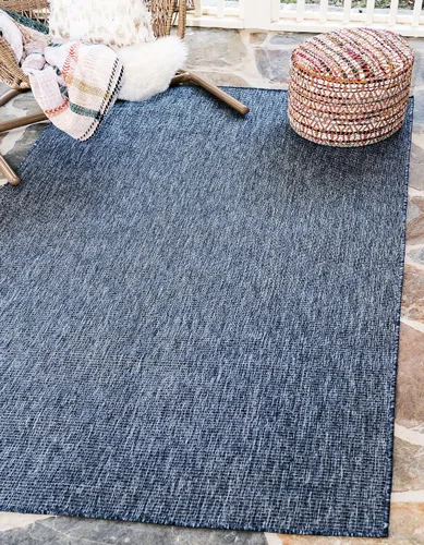 Vista 84 de Unique Loom Collection - Alfombra casual de transición sólida jaspeada para interiores y exteriores
