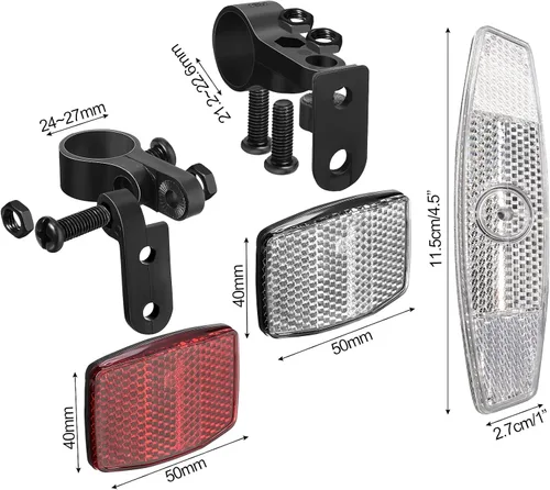 Vista 2 de Maitys Kit de 6 reflectores delanteros y traseros para bicicleta