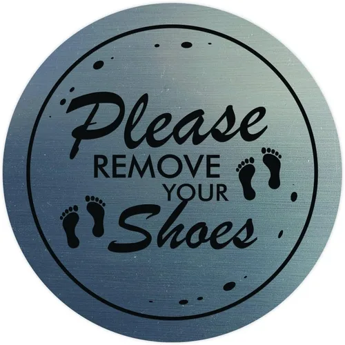 Vista 12 de All Quality Please Remove Shoes Circle Wall Door Sign - Negro (Pequeño)