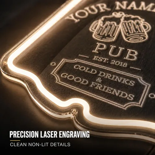 Vista 4 de Letrero de barra de neón personalizado para bar en casa, hecho a mano, regulables, personalizables, barras de neón 3D, letrero de luz de cerveza