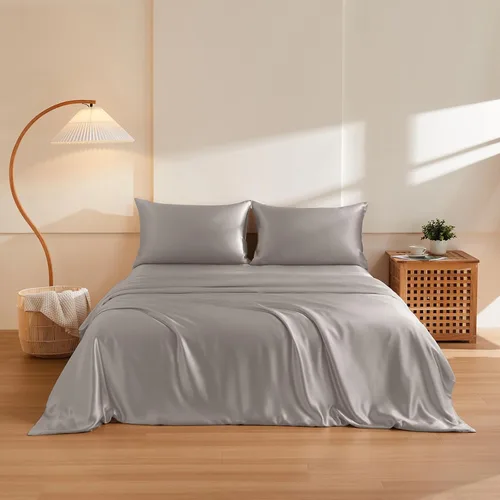 Vista 11 de THXSILK Juego de funda de edredón de seda de morera 100% pura de 3 piezas, ropa de cama de lujo ultra suave de grado 6A+, sábanas de seda