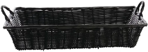 Vista 3 de HUBERT Cesta con asas de mimbre negro -8 pulgadas de largo x 11 pulgadas de ancho x 3 pulgadas de alto