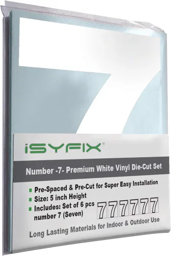 Vista 29 de iSYFIX - Calcomanías de vinilo blancas con número 0 (cero) - Juego de 6 unidades de 1.5 pulgadas autoadhesivas - Decalcomanías premium troqueladas