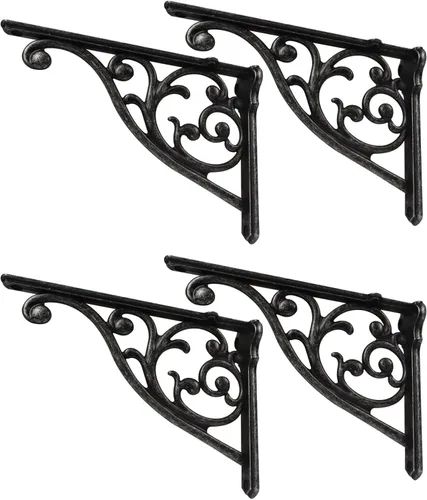 Vista 83 de Soportes de estante de 4 pulgadas, paquete de 4 soportes de pared de latón antiguo de alta resistencia, estantes decorativos de cocina victoriana