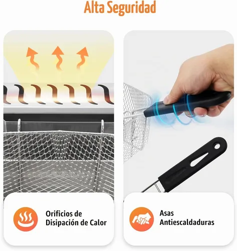 Vista 5 de Freidora de gas comercial de 6 litros, freidora de gas de doble tanque de acero inoxidable, freidora de gas de encimera con 2 canastas