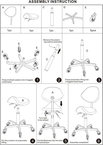 Vista 7 de Silla ergonómica con asiento ajustable y respaldo para uso en clínica médica, hospital, laboratorio, farmacia, estudio, taller, oficina y hogar