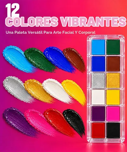 Vista 2 de Paleta de pintura facial de Halloween, kit de pintura de maquillaje