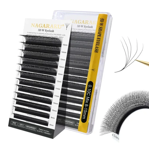 Vista 44 de NAGARAKU Extensiones de pestañas prefabricadas en abanico 3D W 0.05 C 0.315 0.05-C 3D W