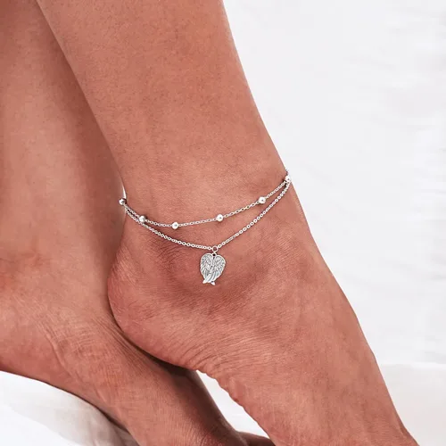 Vista 134 de CHIC & ARTSY Tobilleras delicadas de plata de ley S925 para verano, pulsera de tobillo ajustable multicapa para playa, joyería de pie para mujer