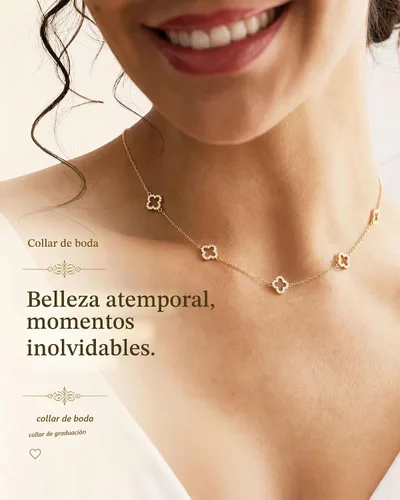 Vista 3 de Delicados collares de oro con trébol para mujer, a la moda, no se deslustra Colver 3