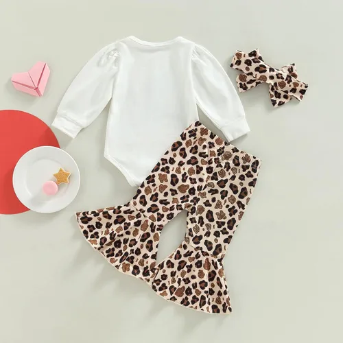 Vista 10 de FIOMVA Conjunto de ropa de 3 piezas con estampado de corazón para bebé recién nacida, para el día de San Valentín