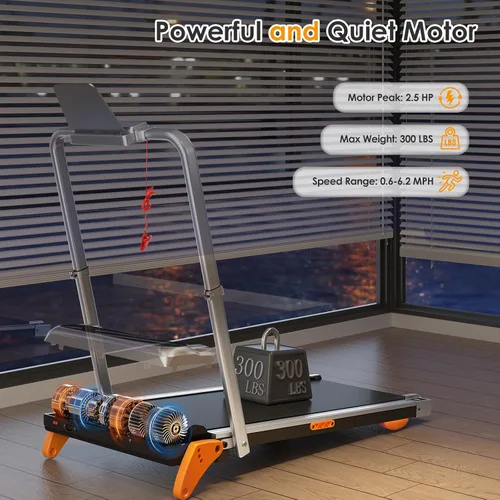 Vista 5 de Walking Pad with Incline Portable Treadmill with Handle Bar for Home Office Under Desk Use Small Space Treadmill