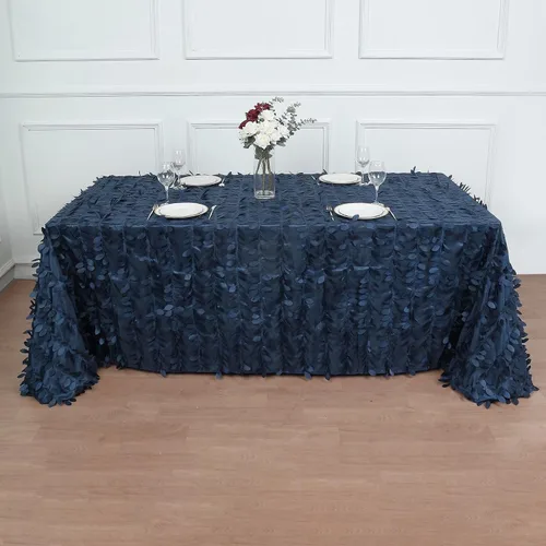 Vista 16 de TABLECLOTHSFACTORY - Mantel cuadrado de tela de tafetán de pétalos de hojas 3D de 54 pulgadas, color negro