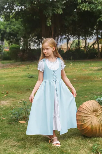 Vista 7 de Scarlet Darkness Vestido renacentista para niñas, disfraz de princesa medieval de dos piezas, 7-14 años