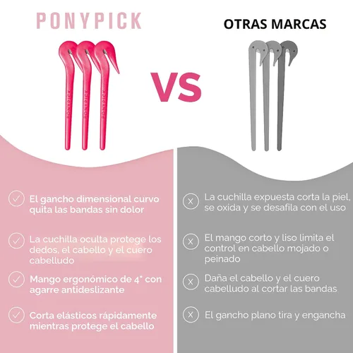 Vista 6 de THE PONY PICK - Herramienta de corte de bandas elásticas para el cabello, fácil de usar, sin dolor, sin daños en el cabello, herramienta de corte