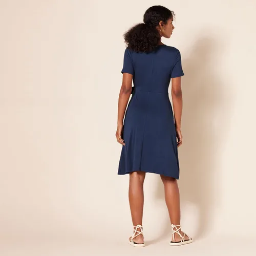 Vista 3 de Tienda Essentials - Vestido de manga casquillo para mujer, estilo cruzado falso