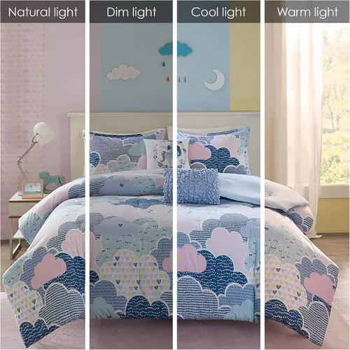 Vista 2 de Intelligent Design Edredón para niños, vibrante, divertido y juguetón con estampado de unicornio alternativo para todas las estaciones, juego