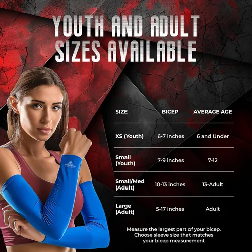 Vista 5 de Bucwild Sports Compression Arm Sleeves Youth & Adult Sizes Sleeves For Volleyball, Baseball, Basketball, Golf & Tennis