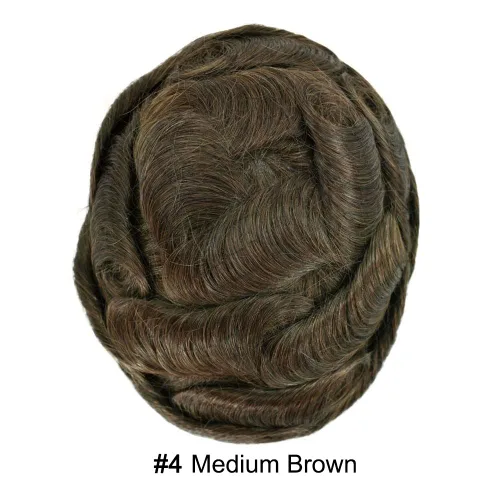 Vista 221 de Toupee para hombre 100% cabello humano real tupé para hombres 0.004 in piel de poliuretano para hombre, sistema de reemplazo de piezas de pelo