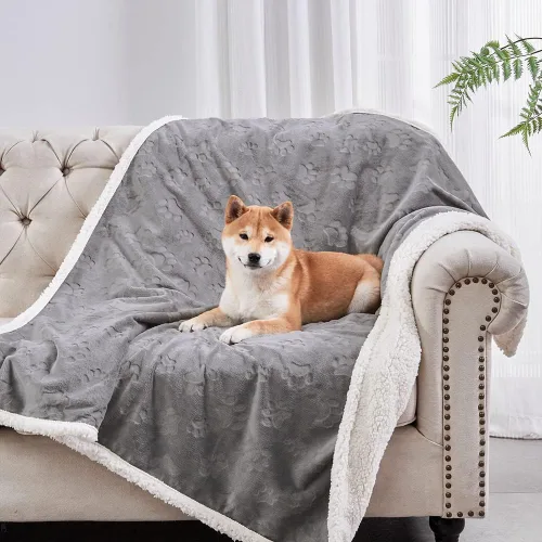 Vista 39 de Manta impermeable calmante para gatos de interior, manta suave y silenciosa de felpa para mascotas, manta gruesa de piel sintética de 500 GSM