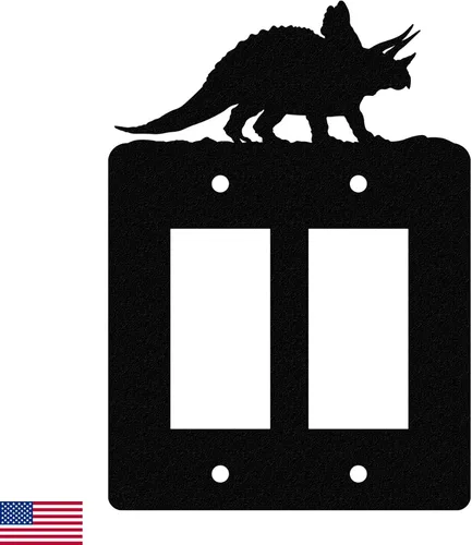 Vista 25 de Brachiosaurus Dinosaur - Placa de pared dúplex individual (potencia única, negro) American Steel Decorative Electrical Covers, 1-gang Outlet