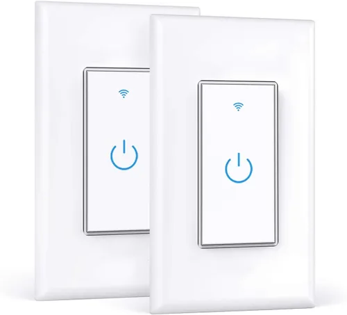 Vista 8 de Smart Light Switch 2.4GHz WiFi Light Switch Compatible with Alexa and Google Home, Single Pole, Needs Neutral Wire (Black)