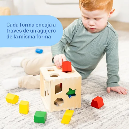 Vista 7 de Melissa & Doug Cubos de formas de Clasificación Clásico Juguete de Madera, Juguete de Desarrollo, Forma Fácil de Agarre, Construcción de Madera