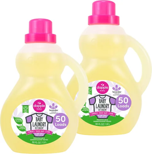Vista 12 de Dapple Detergente para ropa de bebé, impulsado por plantas, concentrado, hipoalergénico, sin fragancia, paquete ecológico, quitamanchas, 34 fl oz