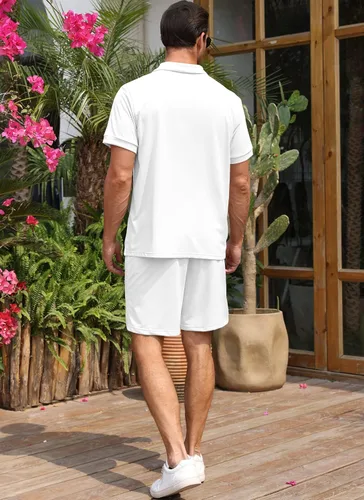 Vista 3 de Lexiart Conjunto casual de 2 piezas para hombre, conjunto de chándal de verano para playa hawaiana