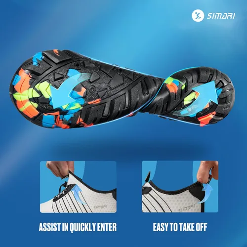 Vista 2 de Simari Zapatos de agua para mujer, hombre, natación, playa, piscina, deportes acuáticos, secado rápido, estilo descalzo, buceo, surf y caminar