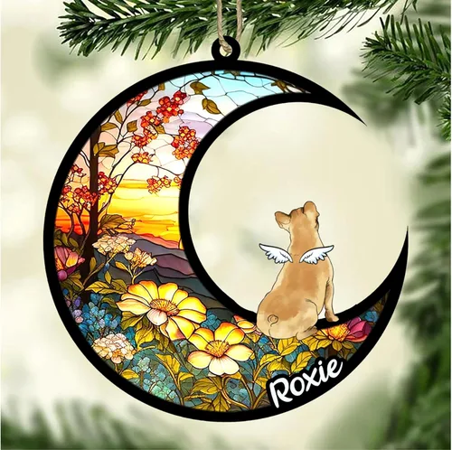 Vista 800 de LOVELYPOD Adorno de Navidad personalizado para perro Basset Hound (marrón) Basset Hound (marrón) adorno para atrapasoles de perro, razas de perros