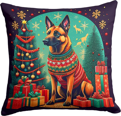 Vista 22 de Caroline's Treasures DAC1082PW1414 Affenpinscher - Almohada decorativa de tela navideña, lavable a máquina, para interiores y exteriores, para sofá