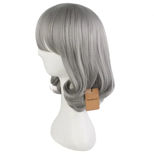 Vista 3 de MapofBeauty Pelucas de cosplay de disfraz de anime de pelo recto corto (plata)