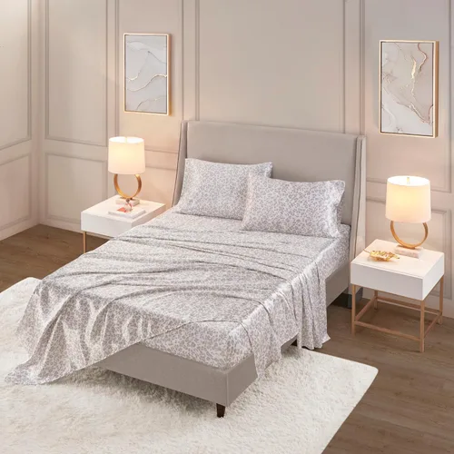 Vista 151 de Madison Park Essentials - Juego de sábanas de satén de lujo y sedoso con brillo natural, bolsillo elástico de 14 pulgadas para colchones de hasta 16