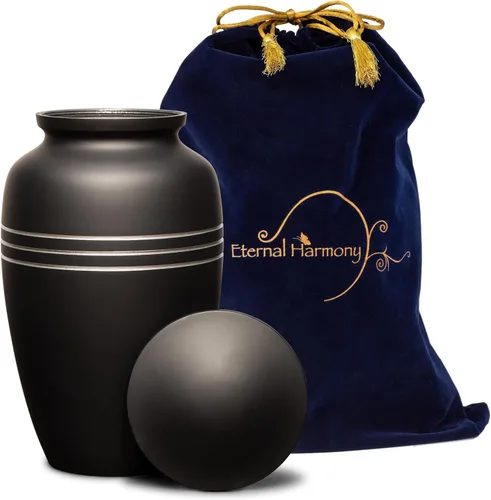 Vista 2 de Eternal Harmony Urna grande para cenizas, jarrón de cremación masculino y femenino para cenizas humanas, sello seguro y bolsa de terciopelo, jarrón