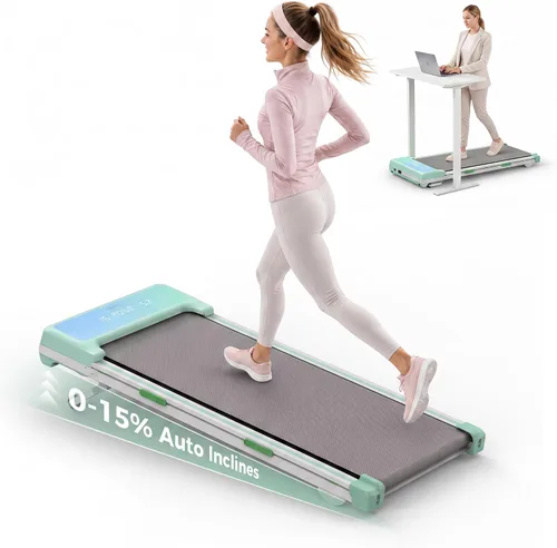 Vista 11 de Cinta de correr para debajo del escritorio con 15% de inclinación automática, almohadilla de marcha con motor sin escobillas de 3.5 HP, caminadora