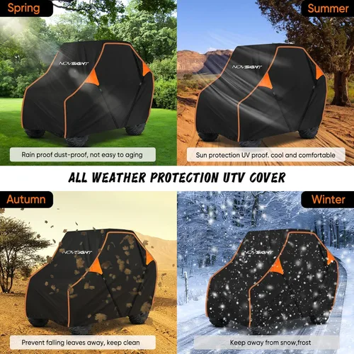 Vista 2 de NOVSIGHT Cubierta UTV para 2 a 3 pasajeros, resistente 420D Oxford impermeable lado a lado, sistema de correa cruzada resistente al viento