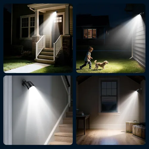 Vista 7 de Luz de sensor de movimiento recargable USB para exteriores, batería incorporada de 4000 mAh, foco de 600 lúmenes, luz de pared inalámbrica