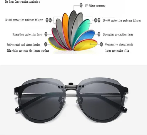Vista 4 de Gafas de sol polarizadas con clip sobre prescripción, unisex, sin montura