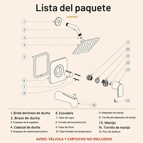 Vista 8 de Compatible con Moen Posi-Temp - Kit de molduras de ducha de válvula de repuesto para grifo de ducha de válvula 2510, 2520, 2570, 2590 con cabezal