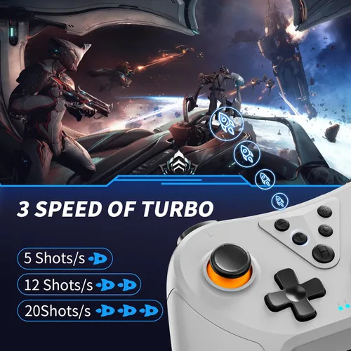 Vista 6 de Honghao Switch Controller, Wireless Pro Game Controllers For Nintendo SwitchOLEDLitePCIOS, Remote Gamepad With TurboVibration6-axis Motion (White)