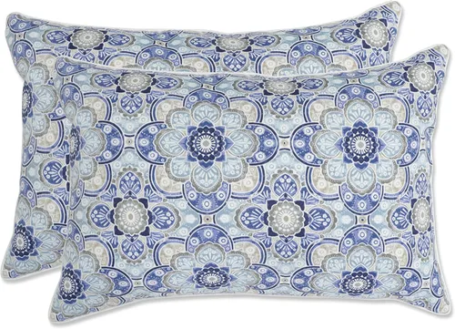Vista 19 de Pillow Perfect Almohada decorativa floral para interiores y exteriores, relleno de felpa, resistente a la intemperie y a la decoloración, lumbar